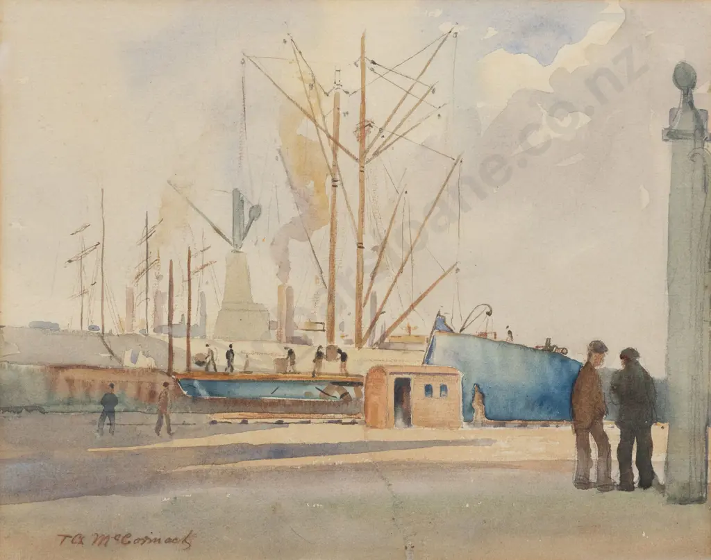 T A McCormack - Wellington Dockside Scene Image 1++