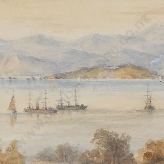 Unknown Artist - C19th NZ Colonial Landscape View of Wellington Harbour