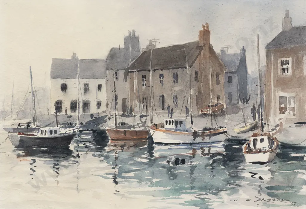 William Francis Moore - Misty Morning - Lerwick Harbour - Shetlands Image 1++