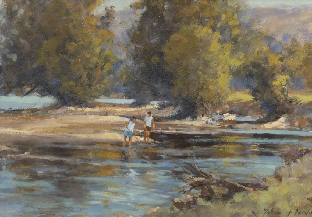 Two John Neale Oil on Paper Unframed Artworks Image 1++