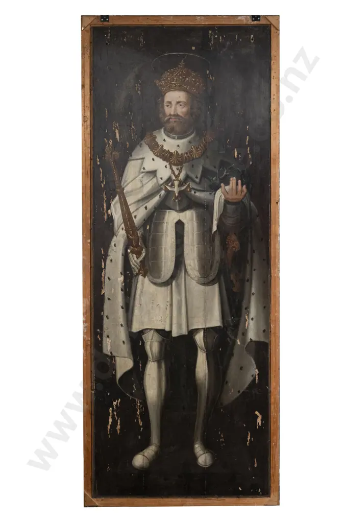 C18th or Earlier French Double-Sided Oil on Panel Painting Depicting The Adoration of The Magi & Saint Louis IX Image 1++