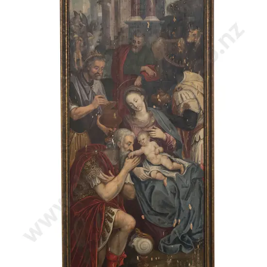 C18th or Earlier French Double-Sided Oil on Panel Painting Depicting The Adoration of The Magi & Saint Louis IX