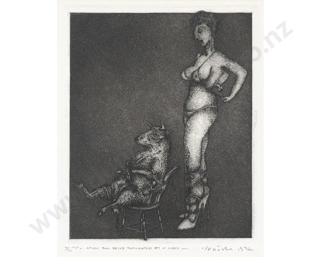 Barry Cleavin - Small Bull Being Tormented by a Lady Image 1++