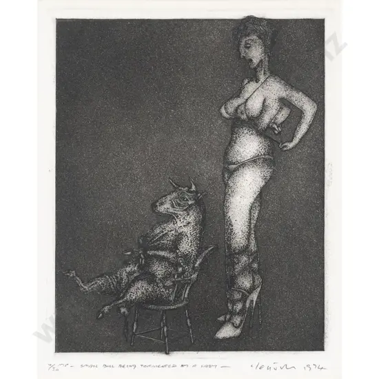 Barry Cleavin - Small Bull Being Tormented by a Lady