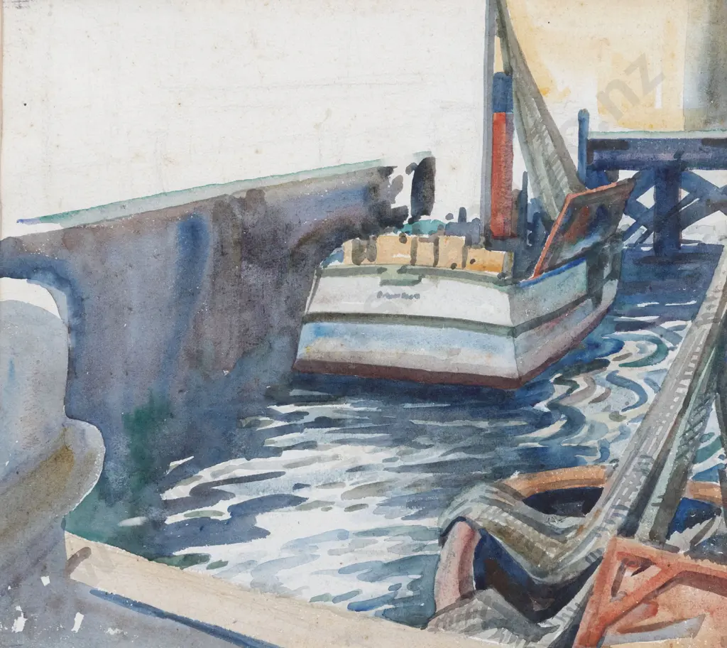 Frederick Vincent Ellis - Unfinished Sketch of Wellington Wharves Image 1++