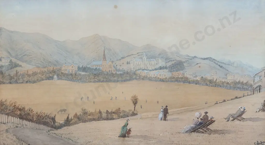 After Christopher Aubrey - Wellington College from the Basin Reserve - 1889 Image 1++