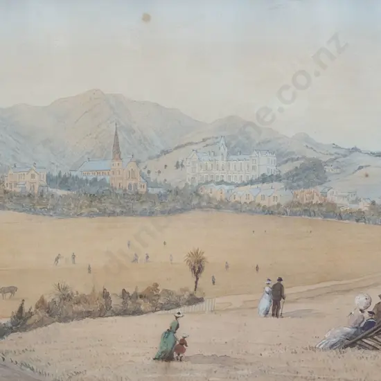 After Christopher Aubrey - Wellington College from the Basin Reserve - 1889