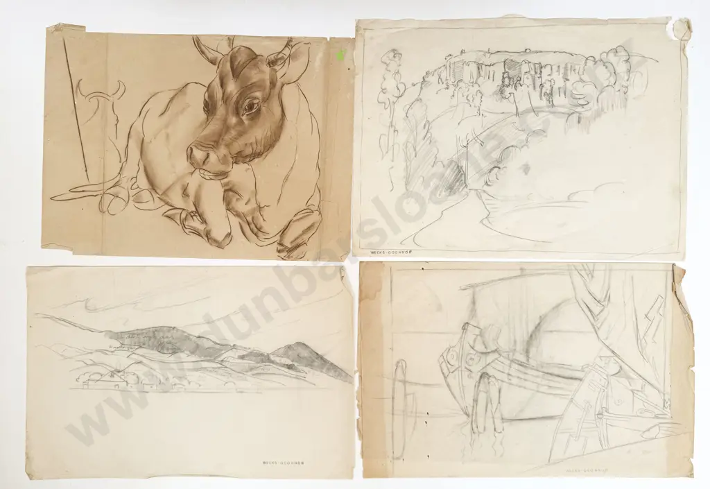 John Weeks (1888 - 1965) - 6 Assorted Sketchbook Studies Image 1++