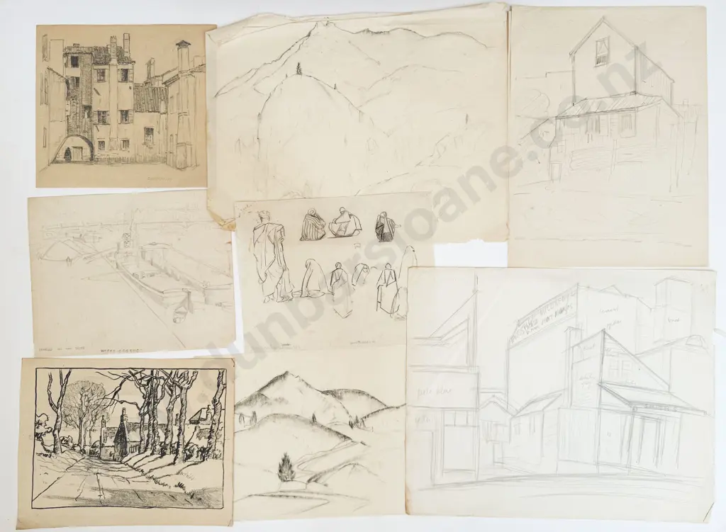 John Weeks (1888 - 1965) - 10 Assorted Sketchbook Studies Image 1++