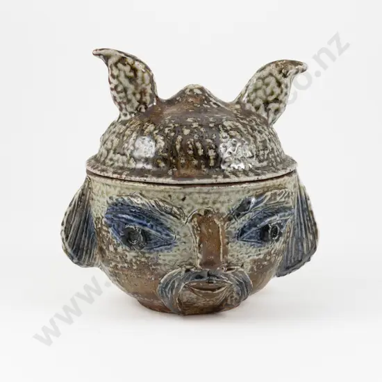 NZ Pottery Face Form Lidded Pot