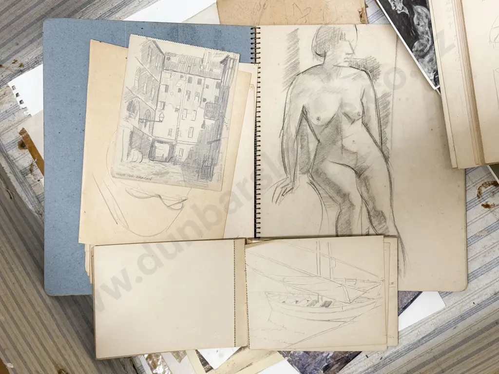 John Weeks' Travel Trunk and Some Sketchbooks and Ephemera Image 1++