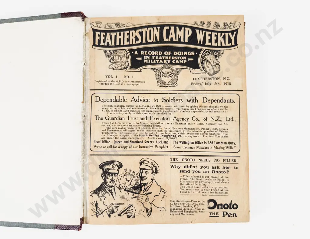 Bound Set Of Featherston Camp Weekly Publications Vols 1-12 1918 Image 1++