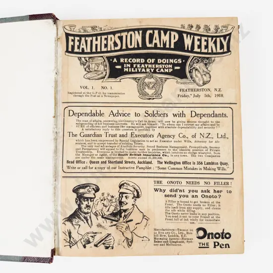 Bound Set Of Featherston Camp Weekly Publications Vols 1-12 1918