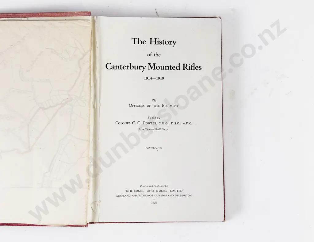 Powles Colonel C G - The History of the Canterbury Mounted Rifles 1914-1919 Image 1++