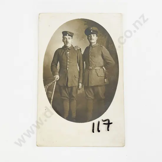 WW1 German Postcard from Nuremburg Portrait of Two Young Soldiers