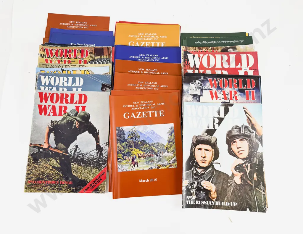 19 Copies of the History of the Second World War by Purnell & 32 copies of NZAAA “The Gazette” 2006 – 2022 Image 1++