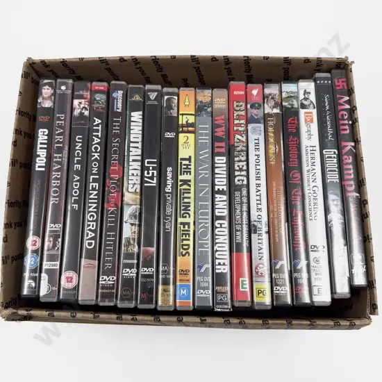 18 WWII and Assorted Movie DVDs