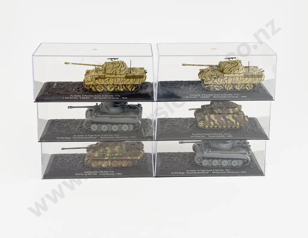 Six Scale Model WWII Tanks Image 1++