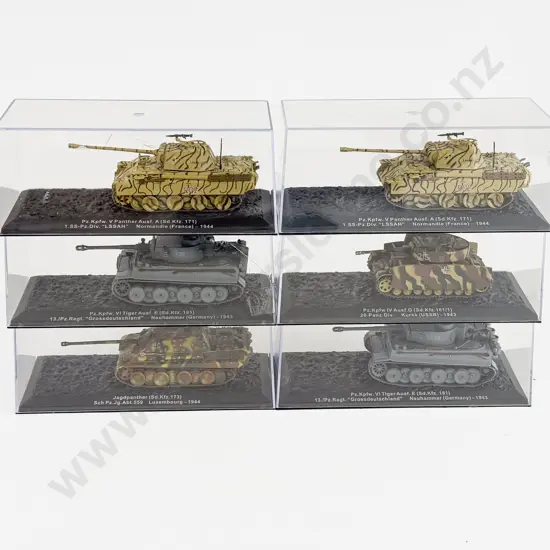 Six Scale Model WWII Tanks