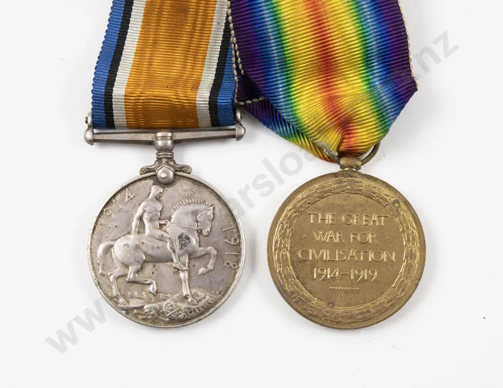 WWI NZ Two Medal Group of War & Victory on Ribbons Image 1++
