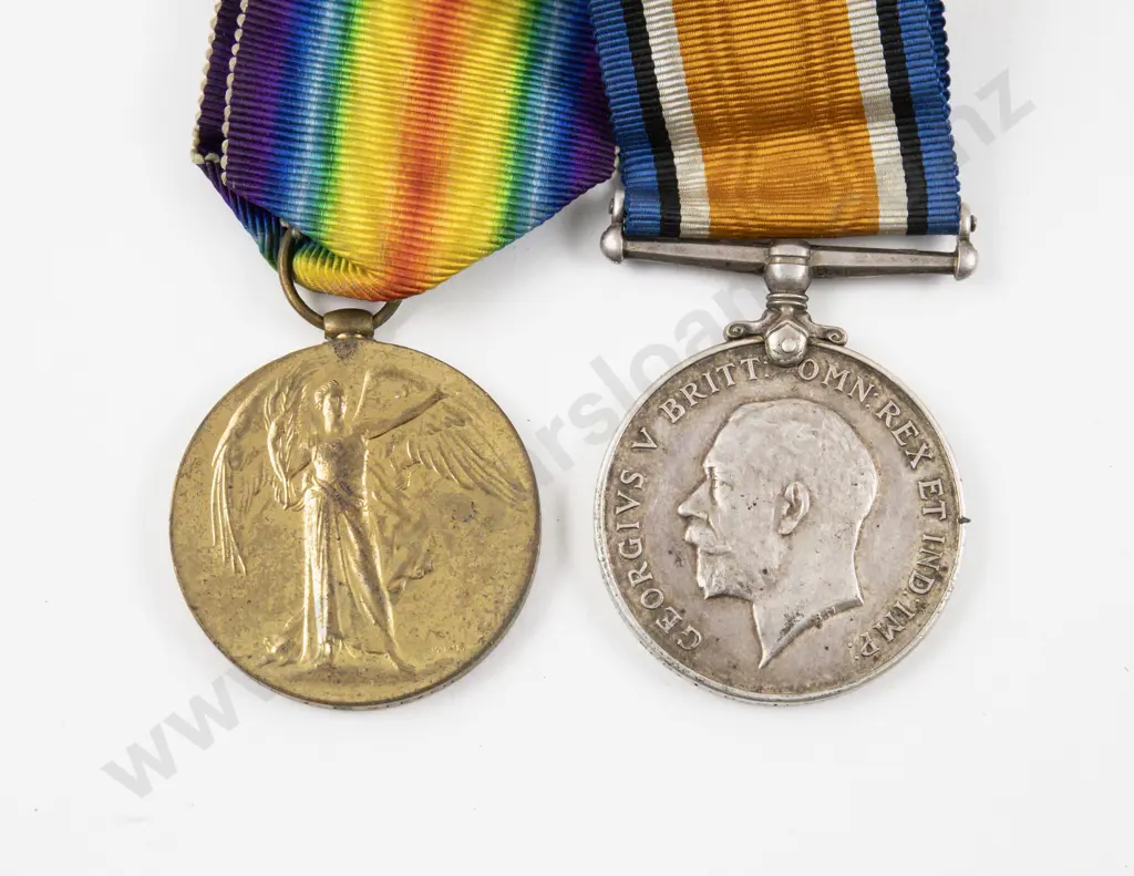WWI NZ Two Medal Group of War & Victory on Ribbons Image 1++