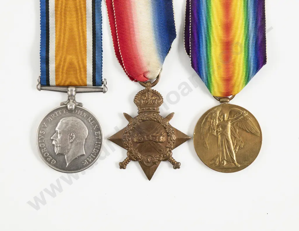 WWI NZ Three Medal Group of War Victory and 1914-15 Service on Ribbons Image 1++