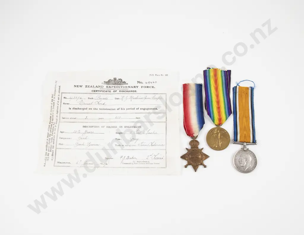 WWI NZ Three Medal Group of War Victory and 1914-15 Service on Ribbons Image 1++