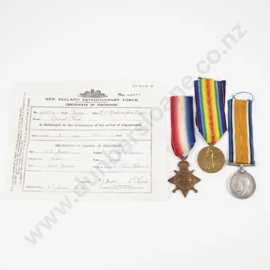 WWI NZ Three Medal Group of War Victory and 1914-15 Service on Ribbons
