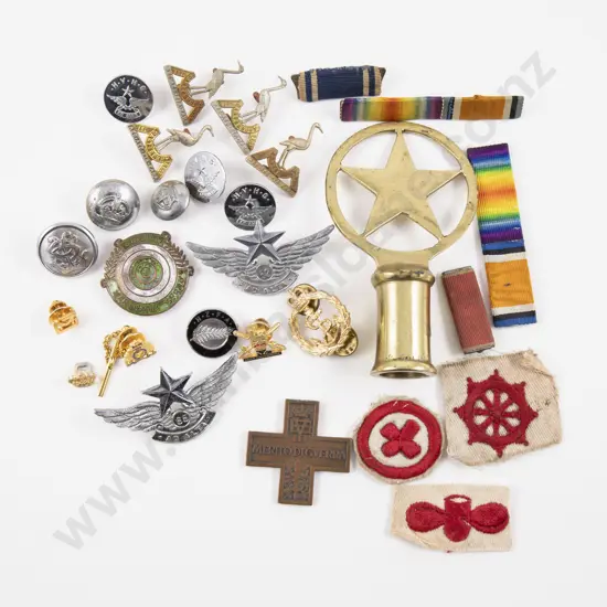 Collection Various Military Buttons Badges and Various