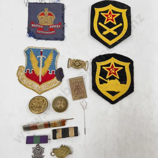 WWII Mixed British Russian and American Cloth Patches Badges and Buttons