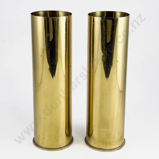 Pair of NZ Army 105mm Howitzer Field Gun Brass Shell Casings