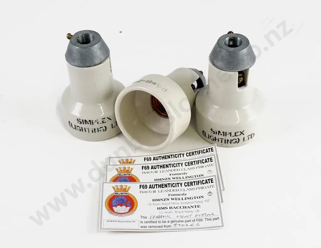 Three Ceramic Light Fittings from the HMNZ Canterbury Image 1++