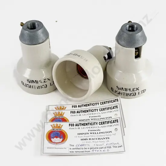 Three Ceramic Light Fittings from the HMNZ Canterbury