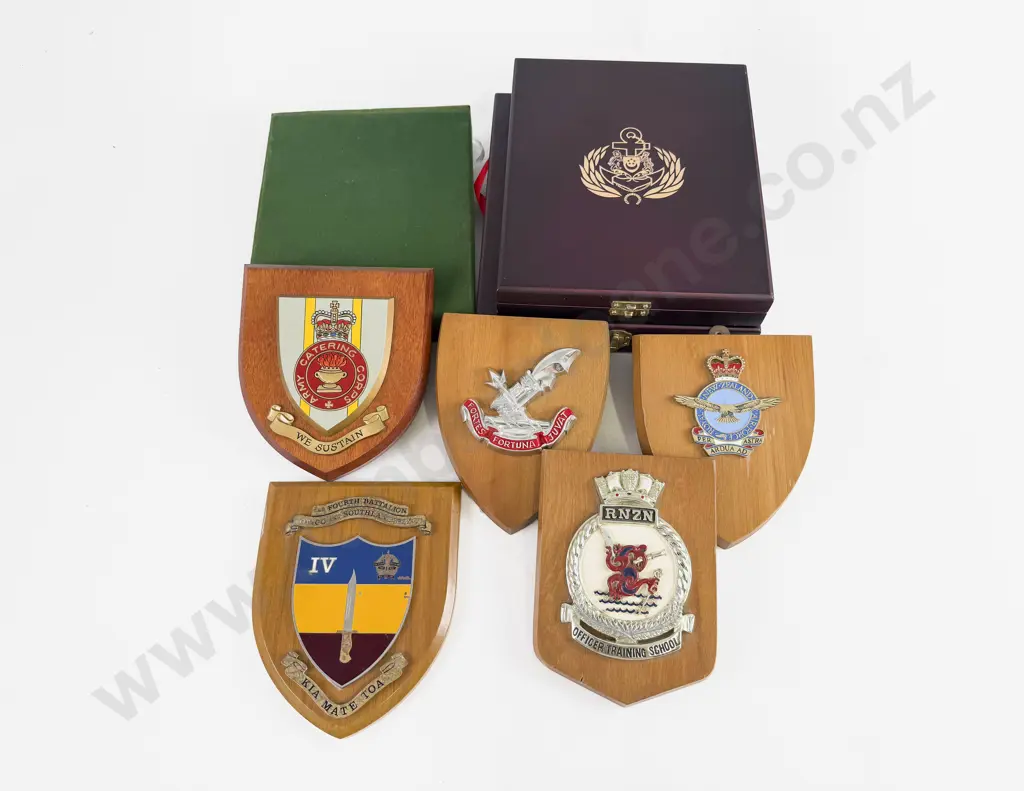Five NZ & British Presentation Armorial Shields Image 1++
