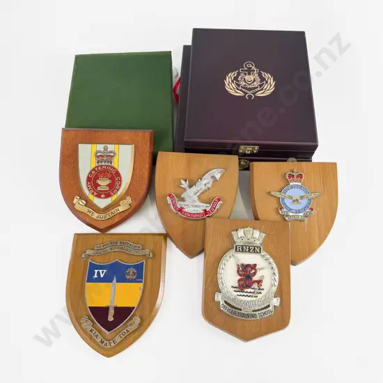 Five NZ & British Presentation Armorial Shields