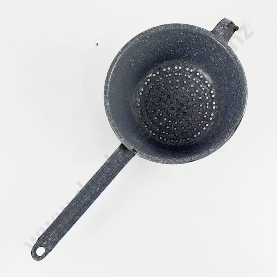 WWII German Painted Colander made from a recycled WWII Gas Mask Cylinder