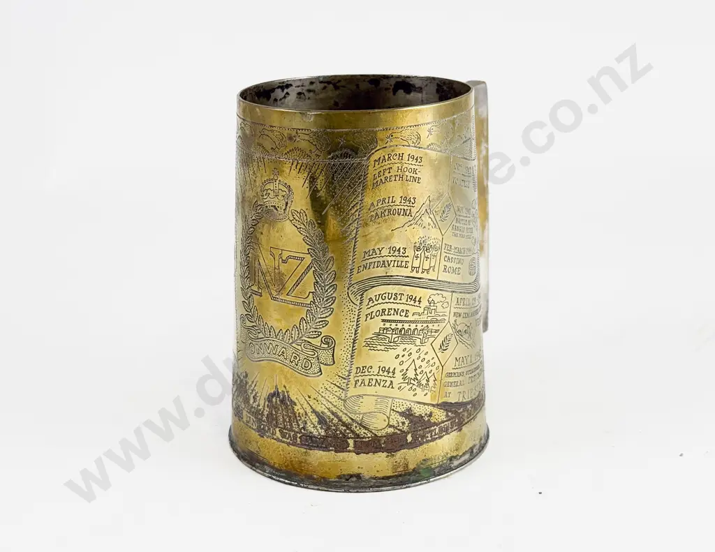 Silver Plate Commemorative Engraved 'NZ Onward' Battle Engagement Listed Tankard Image 1++