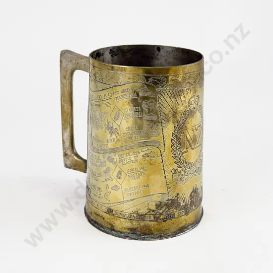 Silver Plate Commemorative Engraved 'NZ Onward' Battle Engagement Listed Tankard