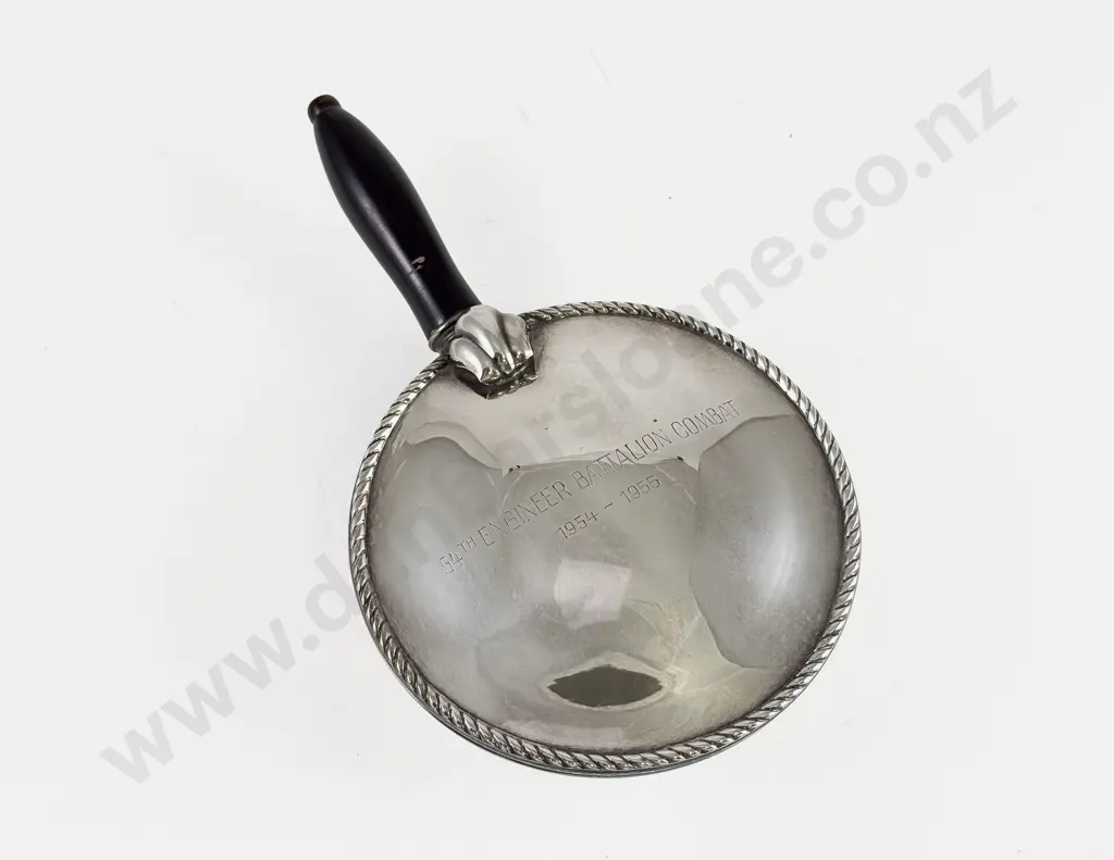 Silver Plate Silent Butler Engraved on the lid with “54th Engineer Battalion Combat 1954- 1955 Image 1++