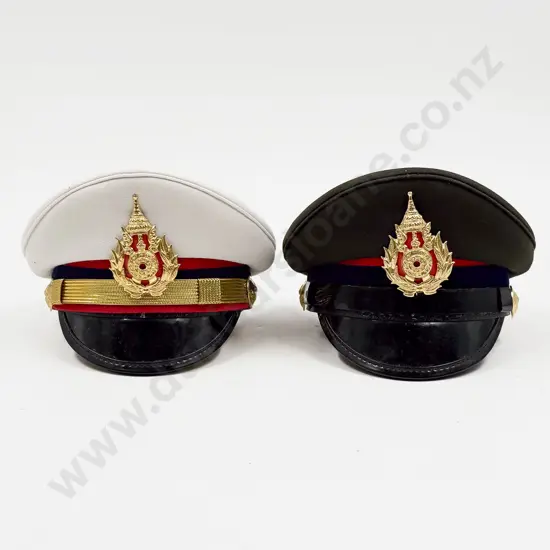 Two Modern Royal Thailand Army Officers Miniature Caps