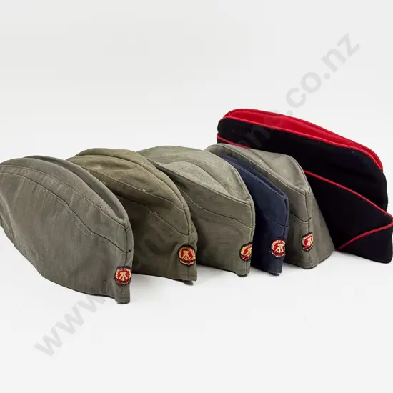 Six Assorted East German Army Side Caps