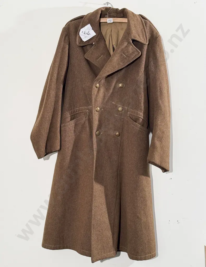 WWII Dated 1945 NZ Issued Greatcoat with Brass Buttons Image 1++