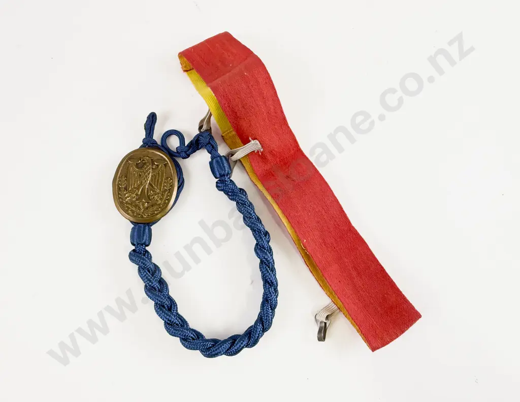 West German Armed Forces Lanyard/Markmanship Badge and WWII German Helmet Identification Band Image 1++