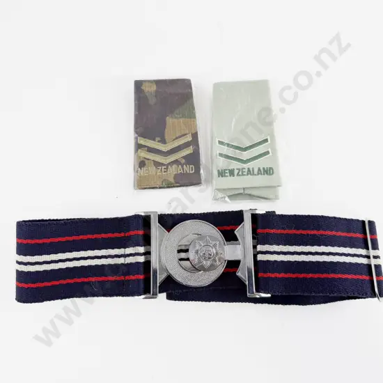 NZ Army RNZCT Stable Belt with Two Sets Corporals Rank Slides