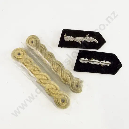 Pair British Army Gold Mylar Double Twist Shoulder Cords and Two Police Officer Collar Tabs
