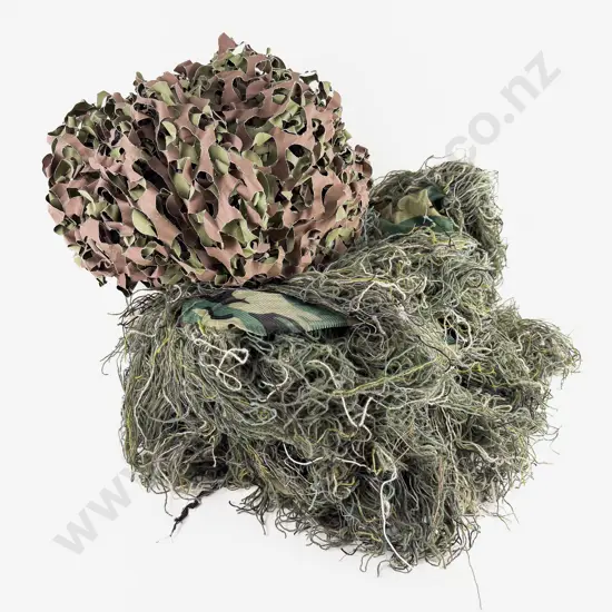 Pair Ghillie Camouflage Pants and Piece of Camouflage Netting