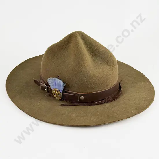Vintage Boy Scouts Lemon Squeezer Hat with Badge and Plume