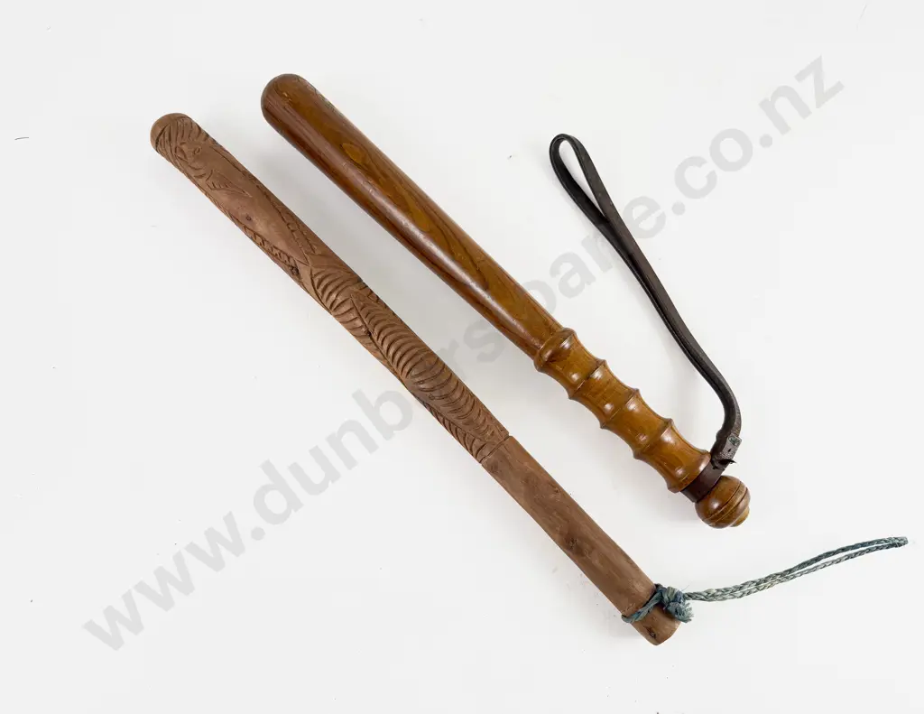 Vintage Wooden Police Truncheon with Pacific Island Baton Image 1++