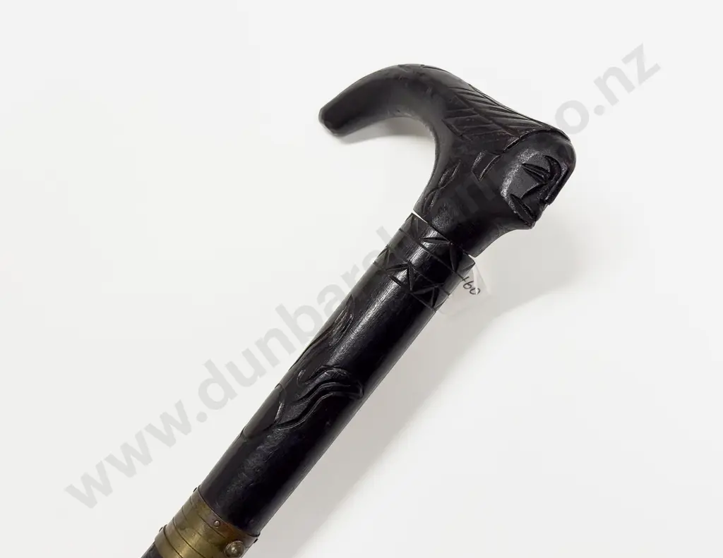 Vintage Asian Black Lacquered Sword Stick Image 1++