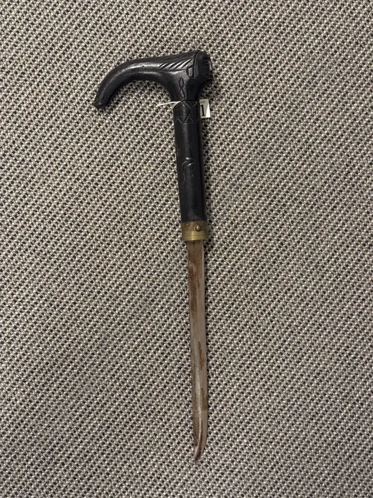Vintage Asian Black Lacquered Sword Stick Image 1++